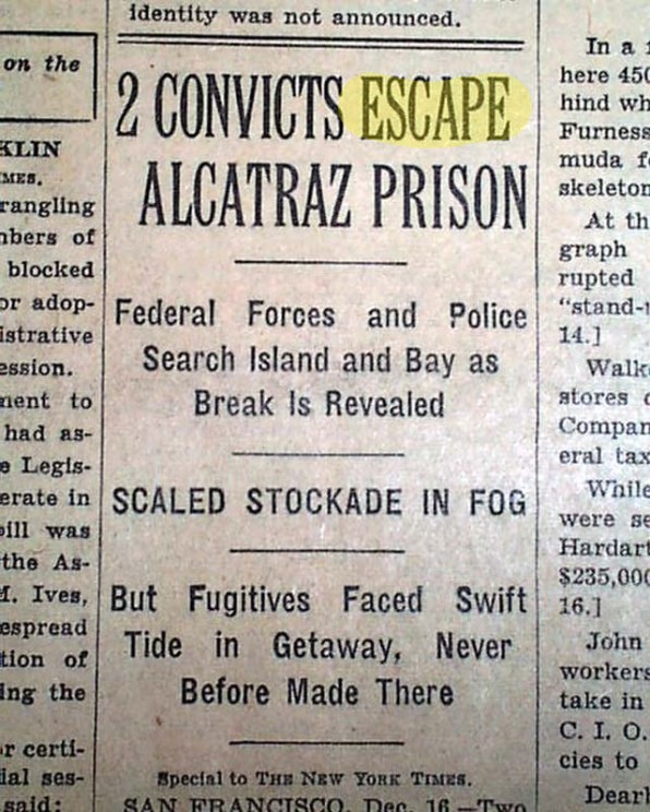 Escape from Alcatraz – побег из Алькатраза. К статье о происхождении слова escape.